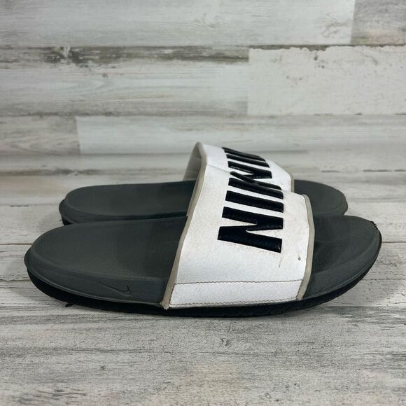 Nike Mens Offcourt Spellout‎ Logo Slide Dark Grey Black White Sandals Size 9 US - Picture 1 of 7